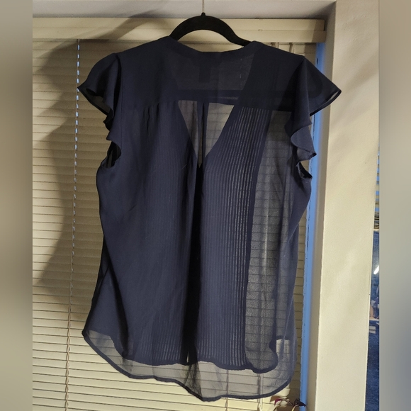 Size 10 H&M Sheer Blue Collared Blouse - Picture 2 of 3